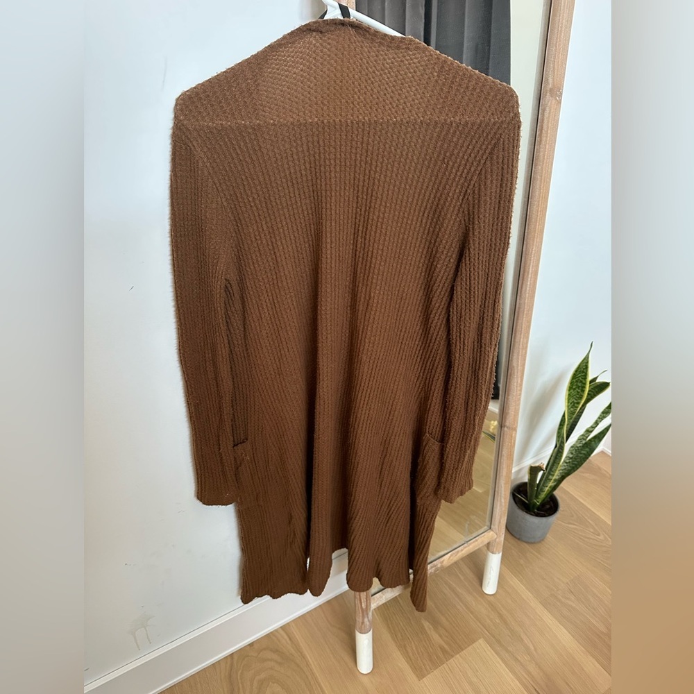 Brown waffle Knit Cardigan - Picture 4 of 5